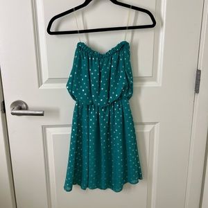 Teal Strapless Dress